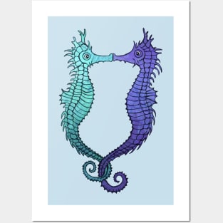 Kissing Seahorses Posters and Art